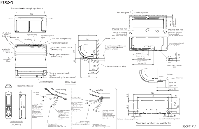 Daikin US7 Indoor Unit dimensions pdf
