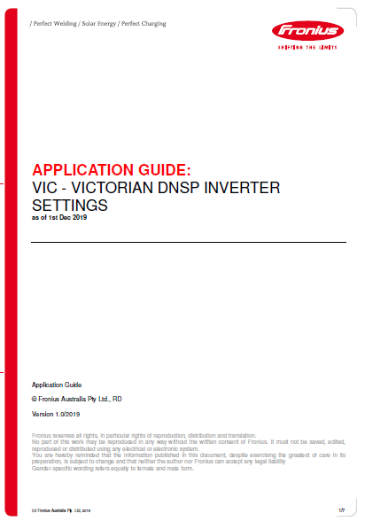 Victorian DNSP Inverter Settings (1st Dec 2019) - How to guide for Fronius inverters