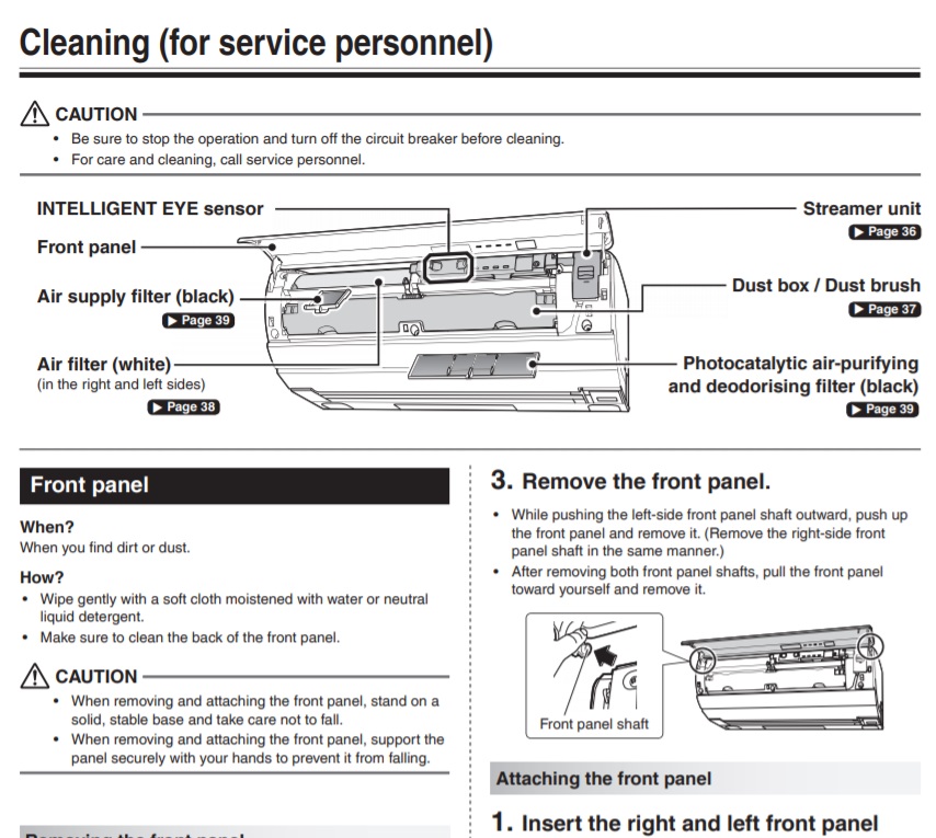 Daikin US7 Cleaning Instructions