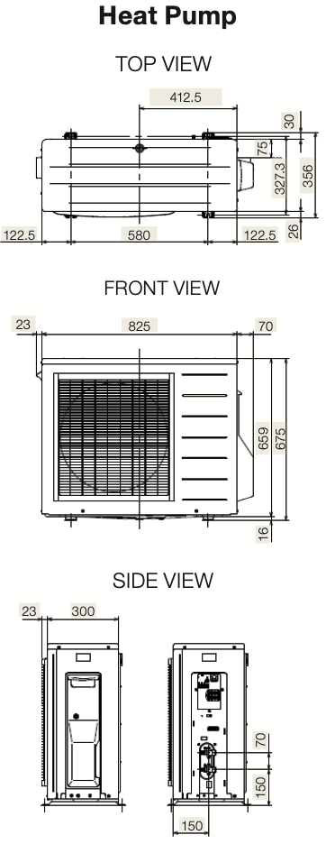 Sanden Heat Pump Dimensions