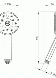 Methven Kiri Satinjet Ultra Low Flow shower head handheld technical drawing pdf